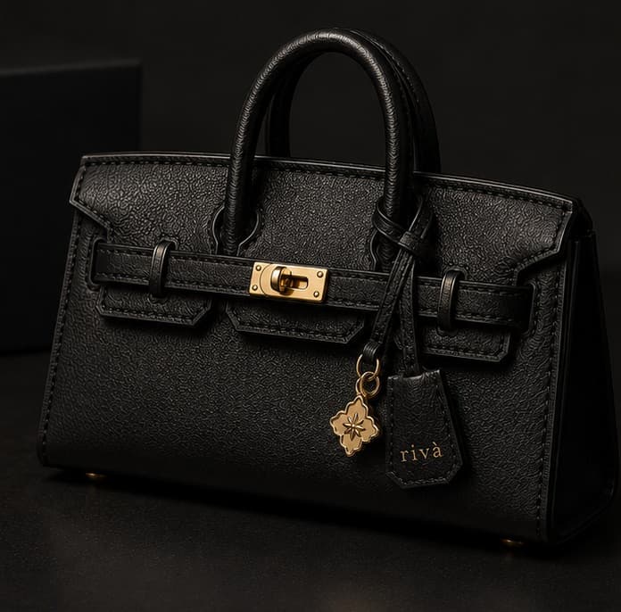 The rivà corrente, a miniature bag with gold hardware and the rivà charm